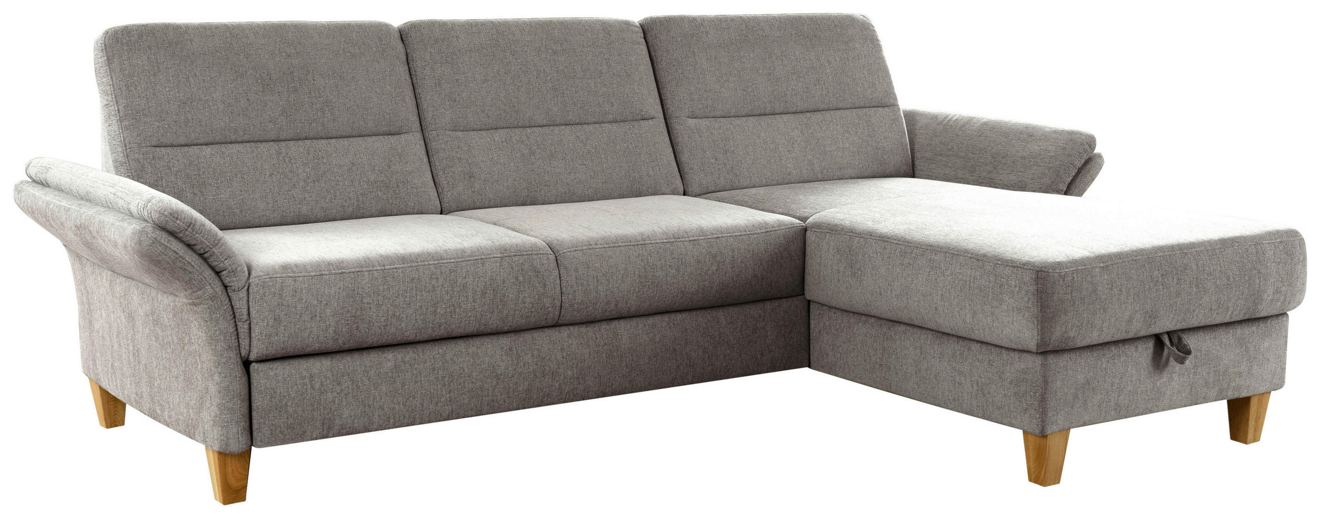 Thumbnail - Cantus Ecksofa, Graubraun, Textil, Buche, massiv, 3-Sitzer, Ottomane rechts, L-Form, 252x162 cm, Made in EU, Rücken echt...