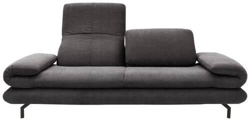 ZWEISITZER-SOFA mit Funktionen in Webstoff Anthrazit  - Anthrazit/Schwarz, Design, Textil/Metall (204 (264)/83 (110)/98cm) - LOOKS by W.Joop
