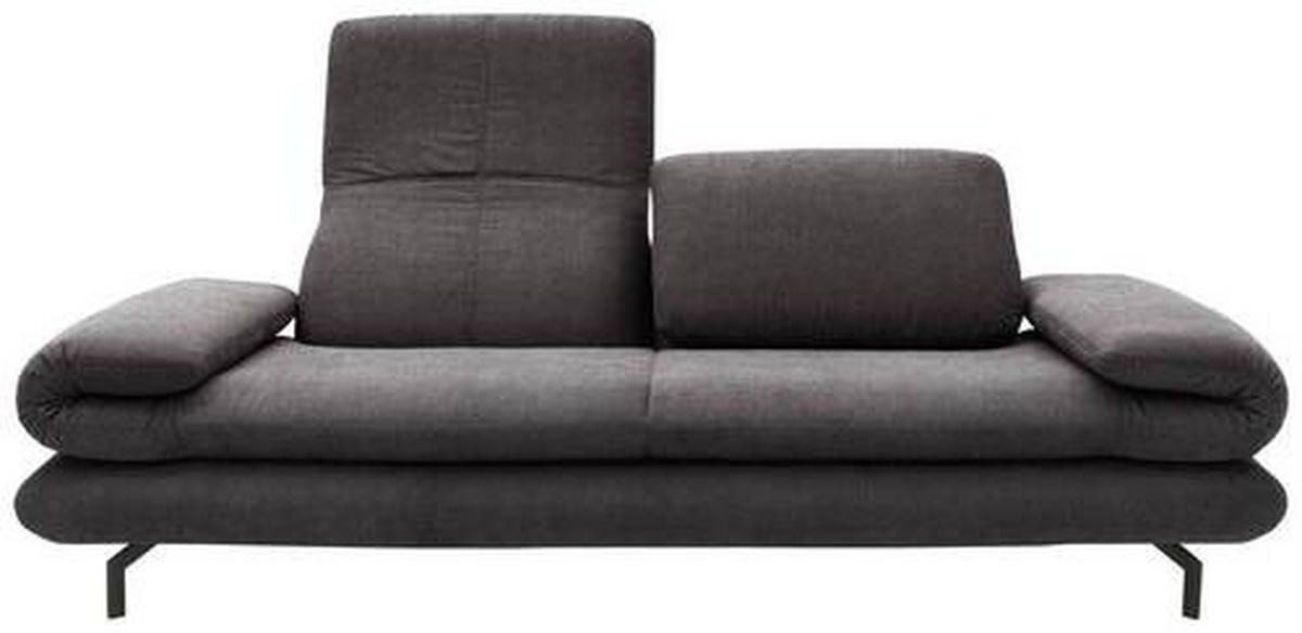 ZWEISITZER-SOFA mit Funktionen Webstoff Anthrazit  - Anthrazit/Schwarz, Design, Textil/Metall (204 (264)/83 (110)/98cm) - LOOKS by W.Joop