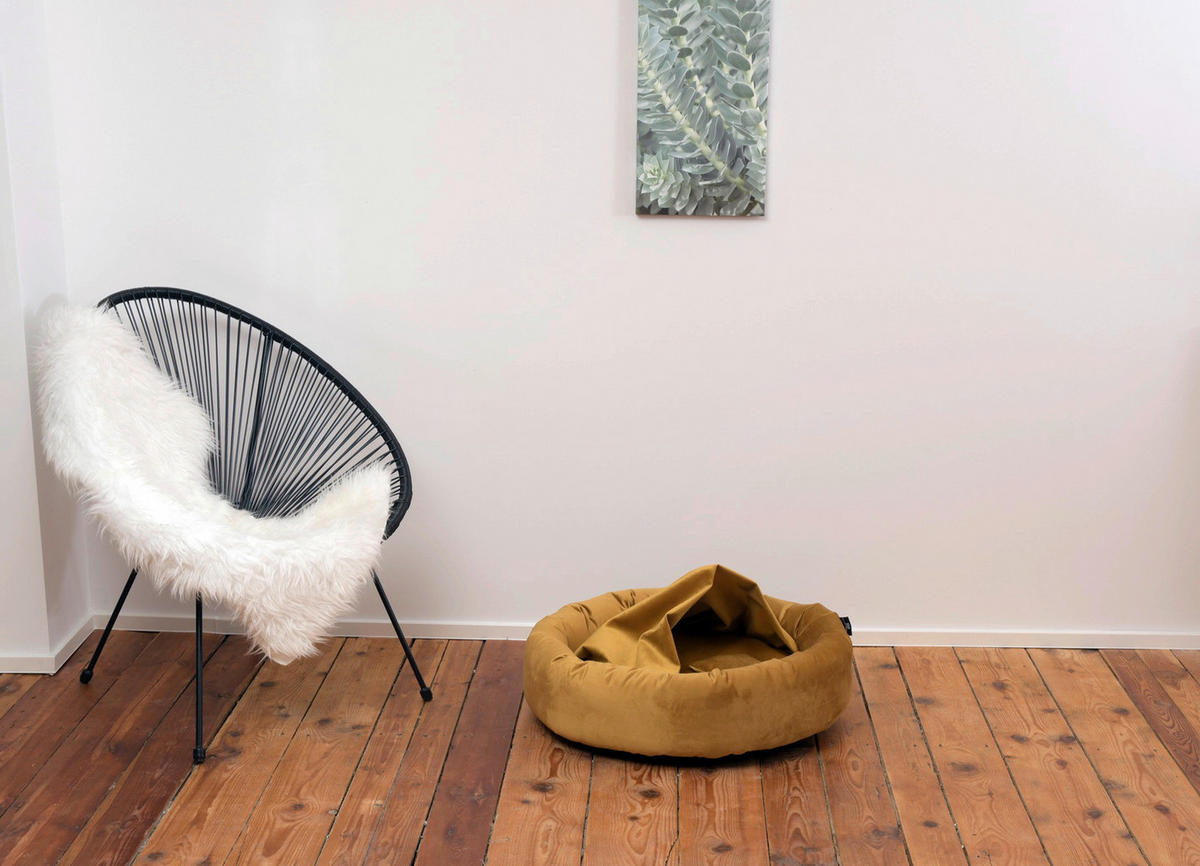 HUNDEBETT - Gelb, KONVENTIONELL, Textil (90/90/18cm)