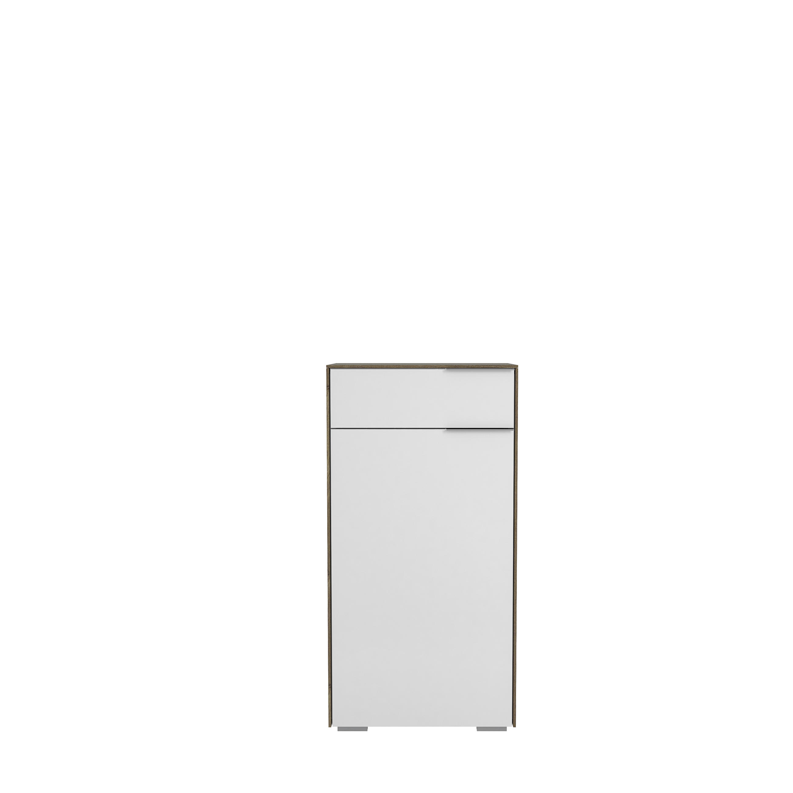 SCHUHSCHRANK Weiß, Walnussfarben - Chromfarben/Walnussfarben, Design, Glas/Holzwerkstoff (55,8/110,2/37,3cm) - Voleo