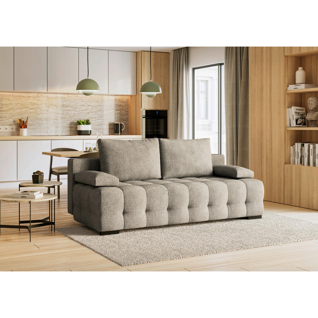 Thumbnail - Stylife Schlafsofa Jensen, Hellbraun, Textil, 2-Sitzer, Füllung: Faserbällchen, Schaumstoffflocken,Faserbällchen, Schaum...