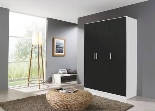 DREHTÜRENSCHRANK in Weiss, Grau  - Chromfarben/Weiss, Modern, Holzwerkstoff/Kunststoff (136/210/54cm) - Rauch Möbel