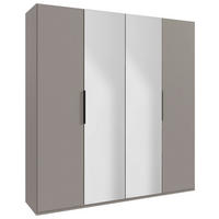 DREHTÜRENSCHRANK 200/236/58 cm,  in Sahara, 4 Tür(en)  - Schwarz/Sahara, MODERN, Glas/Holzwerkstoff (200/236/58cm) - MID.YOU