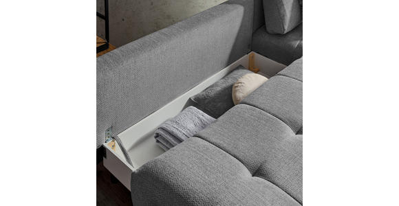 ECKSOFA in Chenille Grau, Dunkelgrau  - Dunkelgrau/Schwarz, MODERN, Textil/Metall (290/182cm) - Hom`in