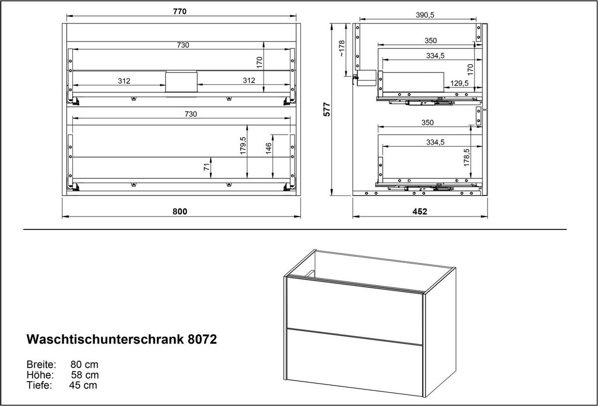 WASCHTISCHKOMBI  - Weiß, Design, Keramik/Holzwerkstoff (81/65/46cm) - Germania