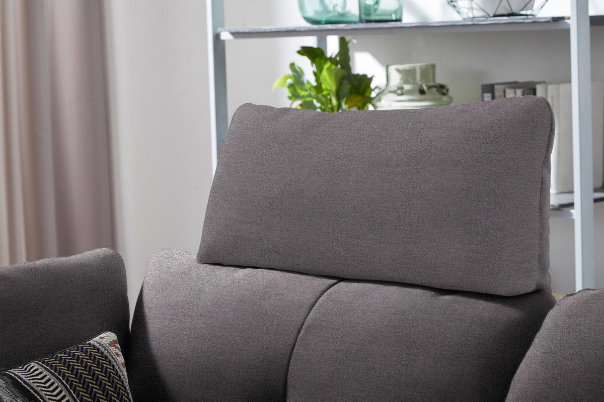 ECKSOFA in Flachgewebe Anthrazit  344/157 cm  - Anthrazit/Schwarz, Design, Textil/Metall (344/157cm) - Chilliano