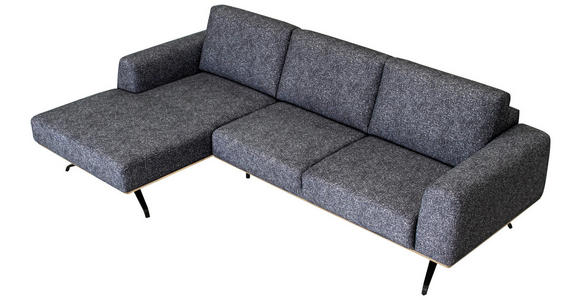 ECKSOFA in Struktur Graphitfarben  - Schwarz/Graphitfarben, Design, Textil/Metall (157/262cm) - Novel