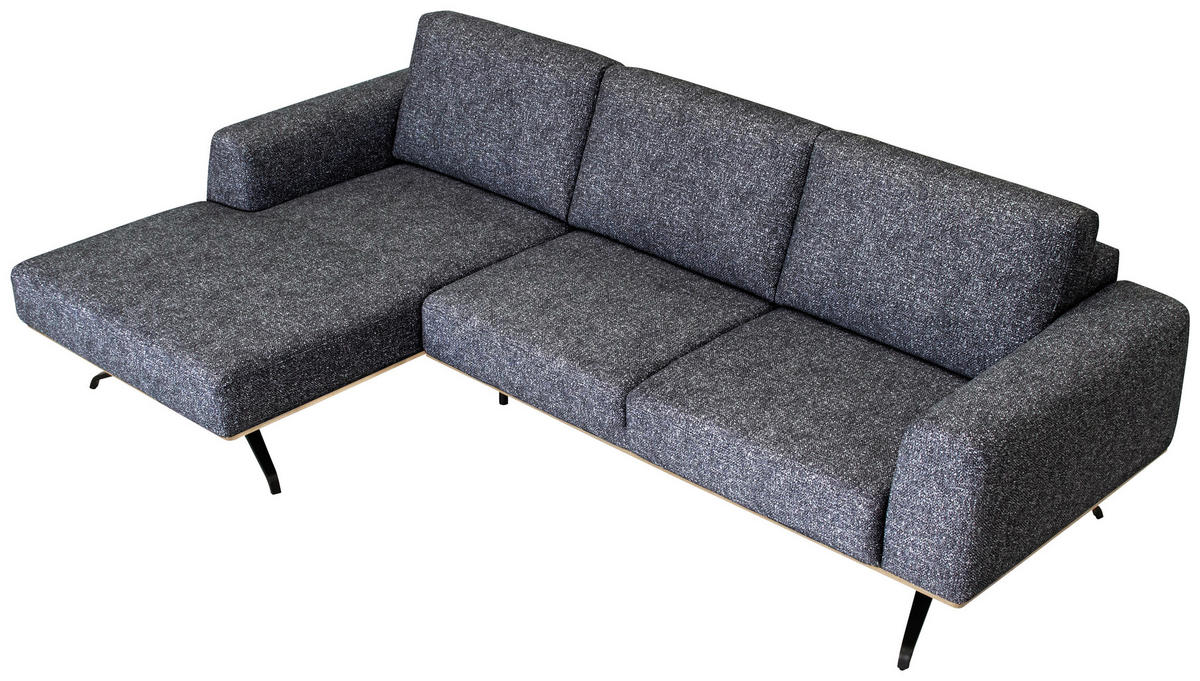 ECKSOFA in Struktur Graphitfarben  - Schwarz/Graphitfarben, Design, Textil/Metall (157/262cm) - Novel