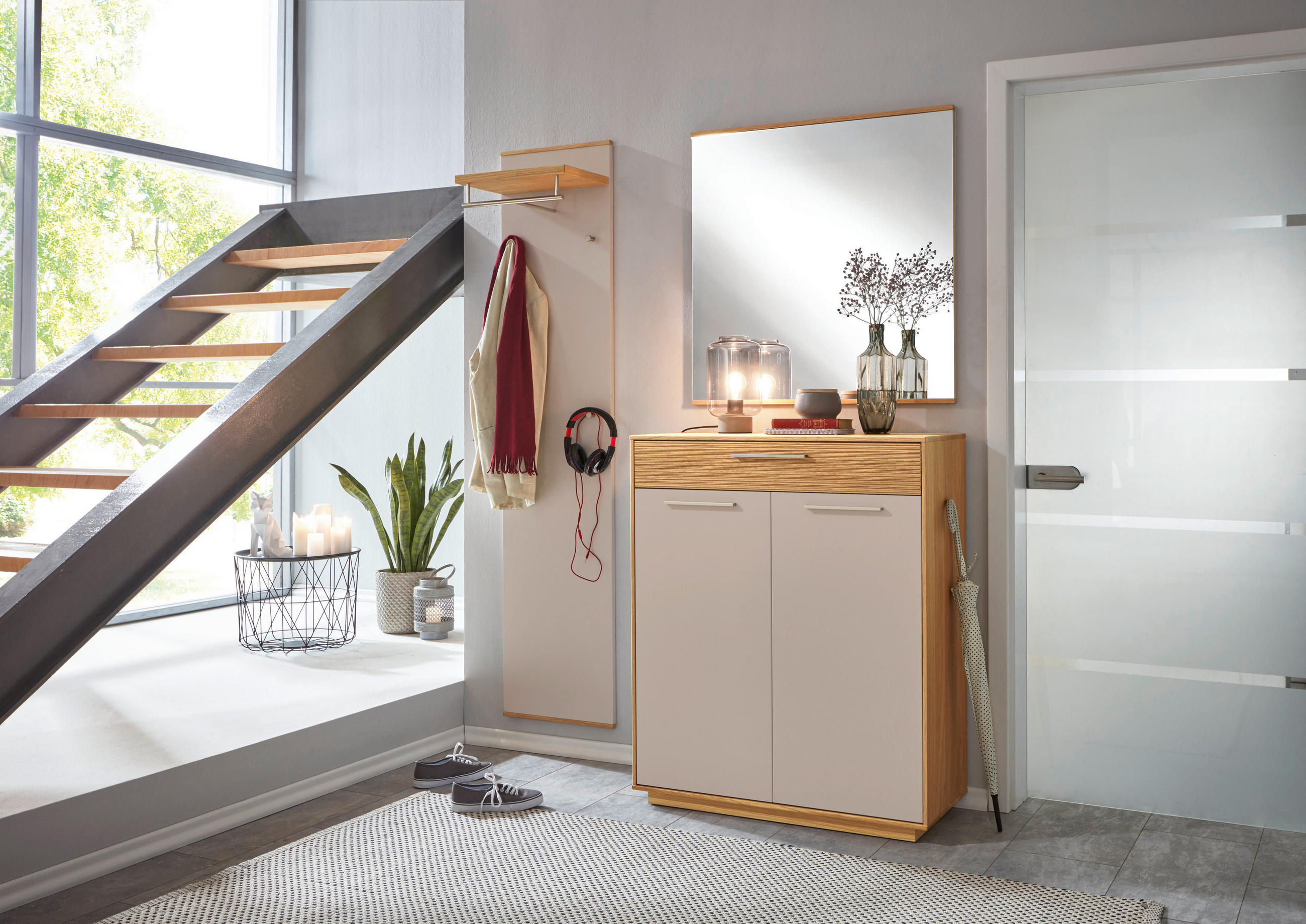 GARDEROBE 3-teilig in 140/195/37 cm - Taupe/Eichefarben, Design, Holz/Holzwerkstoff (140/195/37cm)