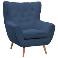 SESSEL in Cord Blau  - Blau/Eichefarben, Design, Holz/Textil (87/101/95cm) - Stylife