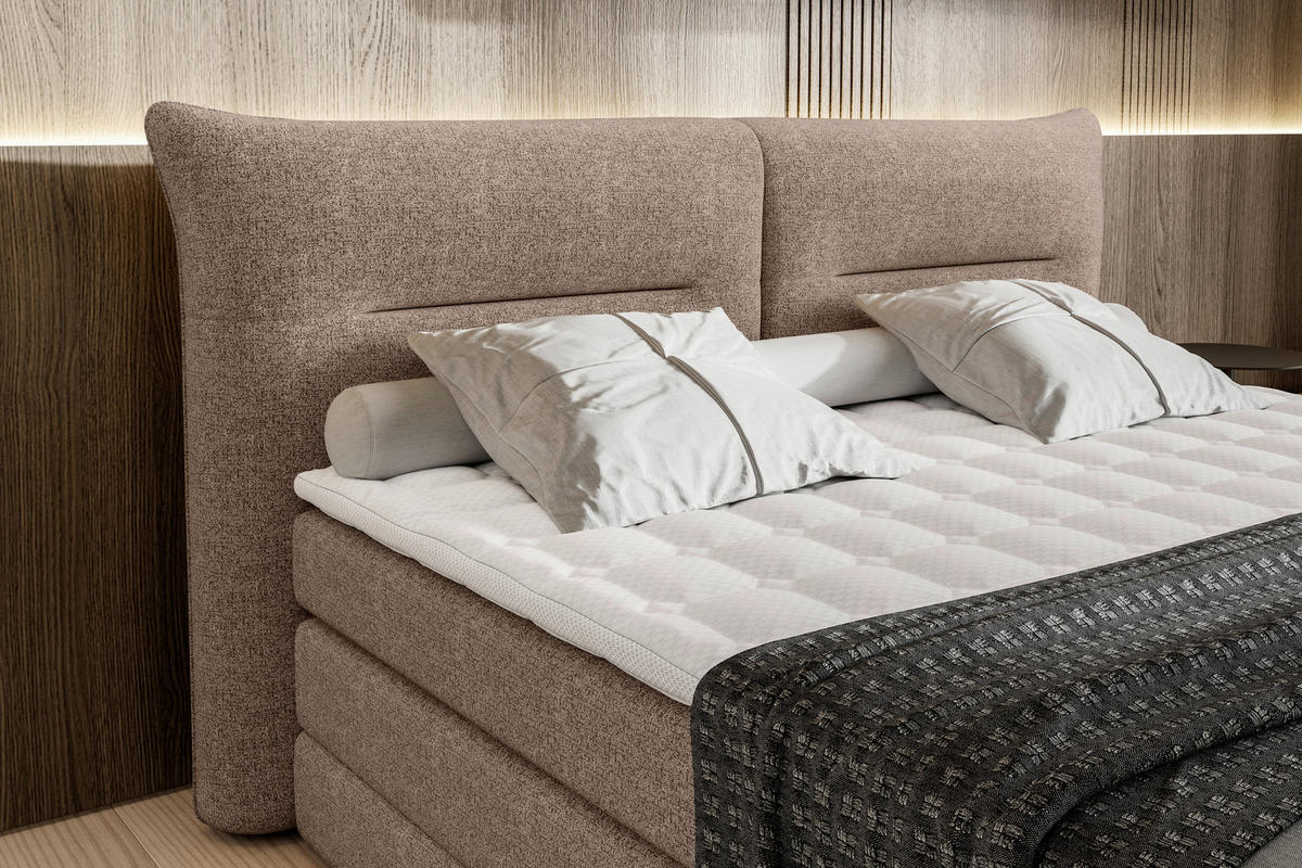BOXSPRINGBETT 180/200 cm  in Braun  - Schwarz/Braun, Design, Kunststoff/Textil (180/200cm) - Chameo