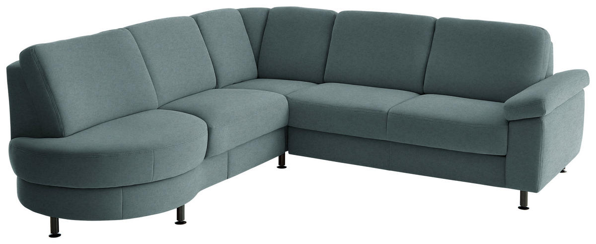 ECKSOFA Flachgewebe Blaugrau  - Blaugrau/Schwarz, Konventionell, Textil/Metall (252/248cm) - Beldomo Comfort