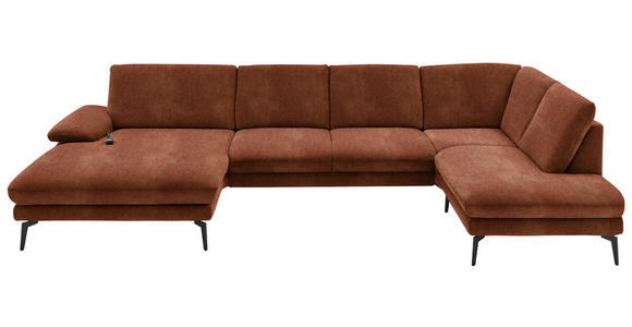 WOHNLANDSCHAFT in Velours Kupferfarben - Schwarz/Kupferfarben, Design, Textil/Metall (180/344/208cm) - Dieter Knoll