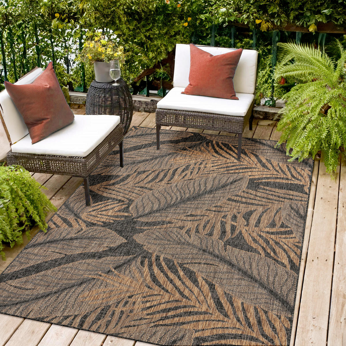 OUTDOORTEPPICH  für Terrasse und Balkon 80/150 cm Columbia Fashion Schwarz  - Schwarz, Basics, Textil (80/150cm) - Novel