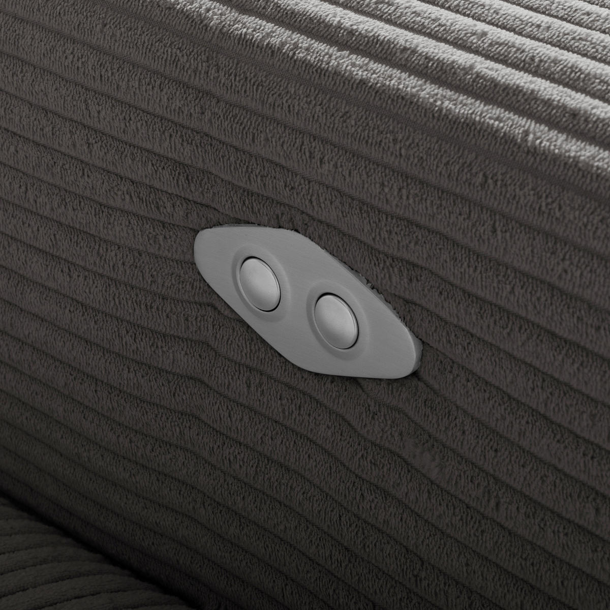ECKSOFA RENO Grau Cord Relaxfunktion, Kopfteilverstellung  - Schwarz/Grau, Design, Kunststoff/Textil (184/248cm) - Livetastic