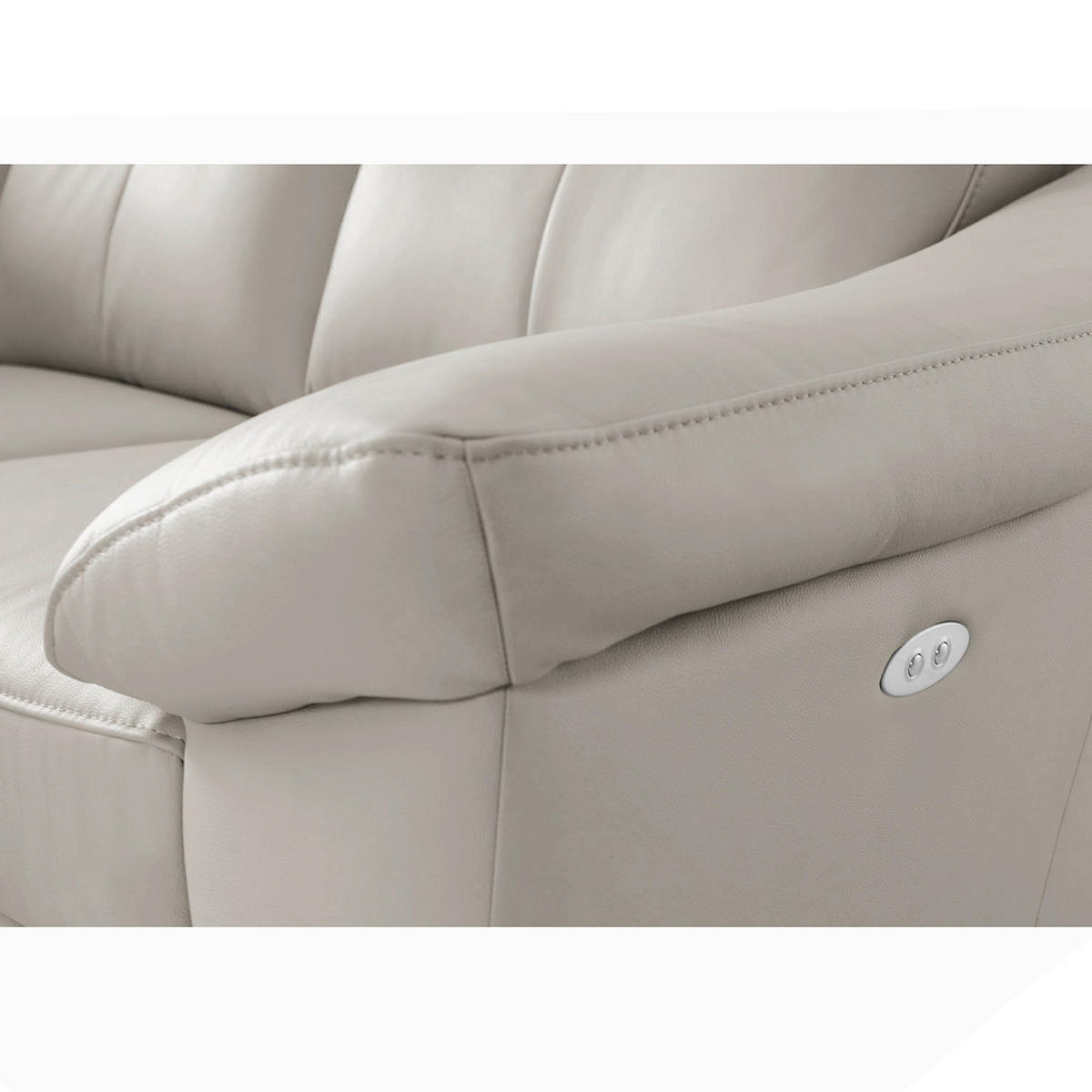 ECKSOFA Platinfarben Echtleder Lederlook  - Platinfarben/Chromfarben, Design, Leder/Textil (194cm) - Livetastic