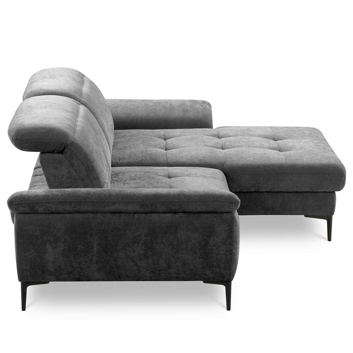 ECKSOFA  Webstoff Schwarz  - Schwarz, Design, Textil/Metall (268/195cm) - Livetastic