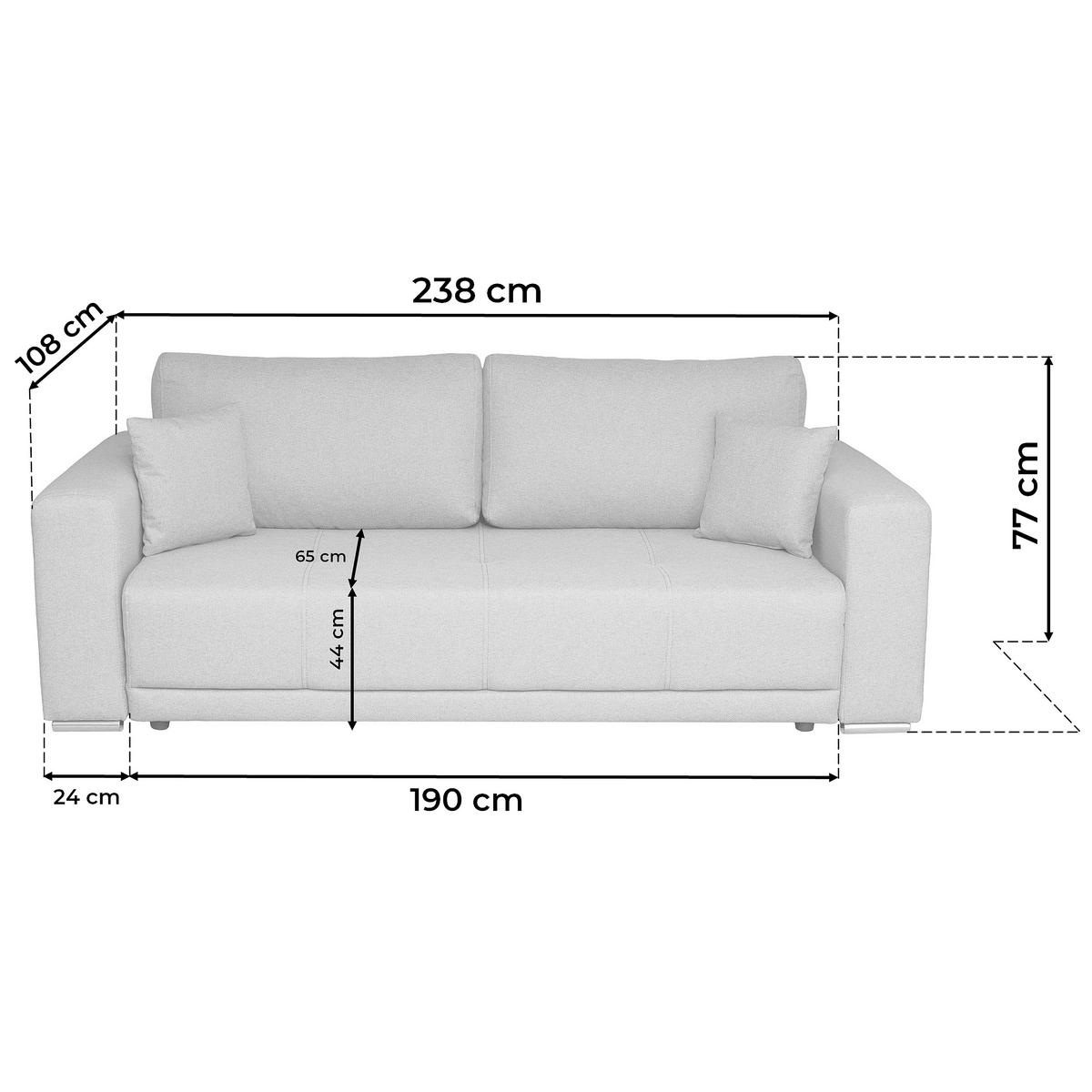 SCHLAFSOFA in Struktur Beige  - Chromfarben/Beige, Design, Kunststoff/Textil (238/77/108cm) - P & B