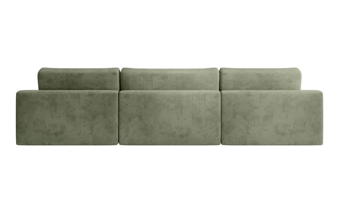 WOHNLANDSCHAFT Cord Grün  - Schwarz/Grün, Modern, Kunststoff/Textil (168/333/168cm) - Trendmanufaktur