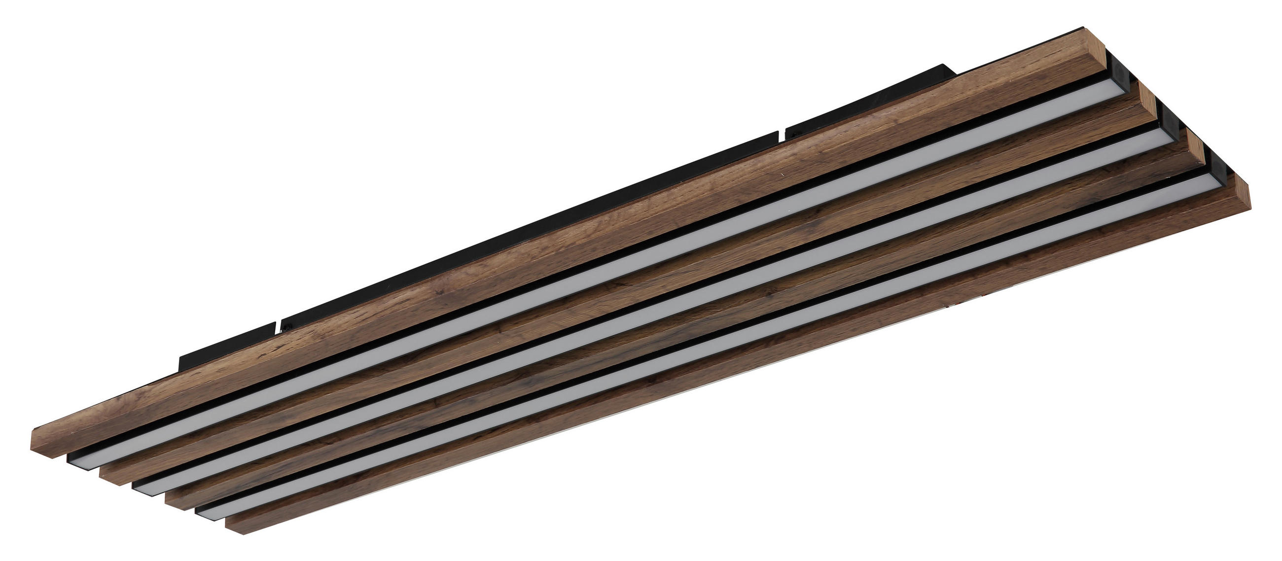 LED-DECKENLEUCHTE HAYDEN 80/20/5 cm   - Dunkelbraun/Schwarz, Natur, Holzwerkstoff/Kunststoff (80/20/5cm) - Globo