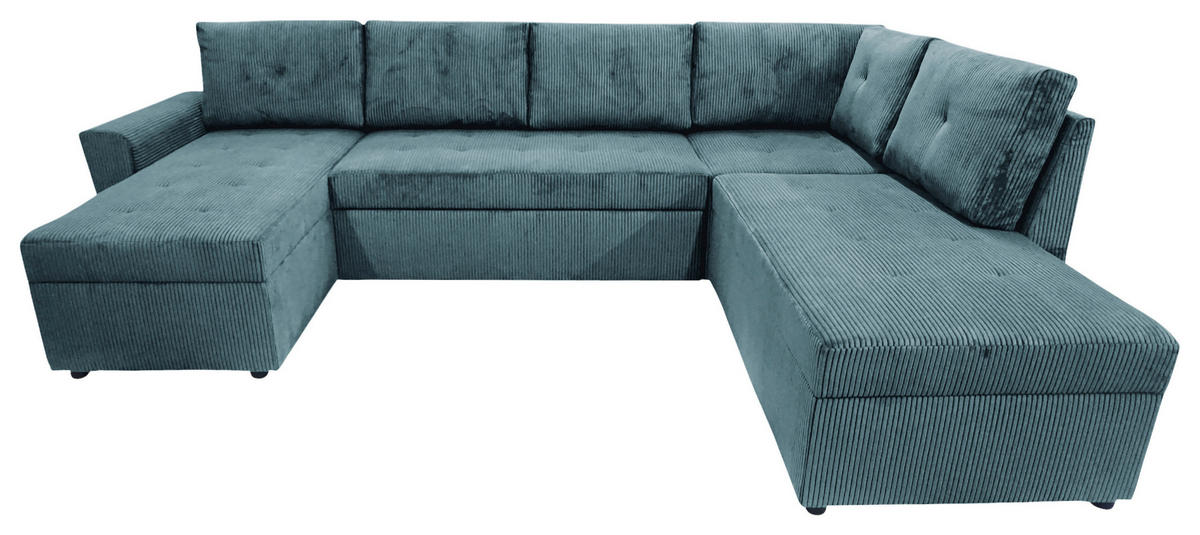 WOHNLANDSCHAFT TERMOLI Hellblau Cord  - Schwarz/Hellblau, Design, Kunststoff/Textil (155/297/212cm) - MID.YOU