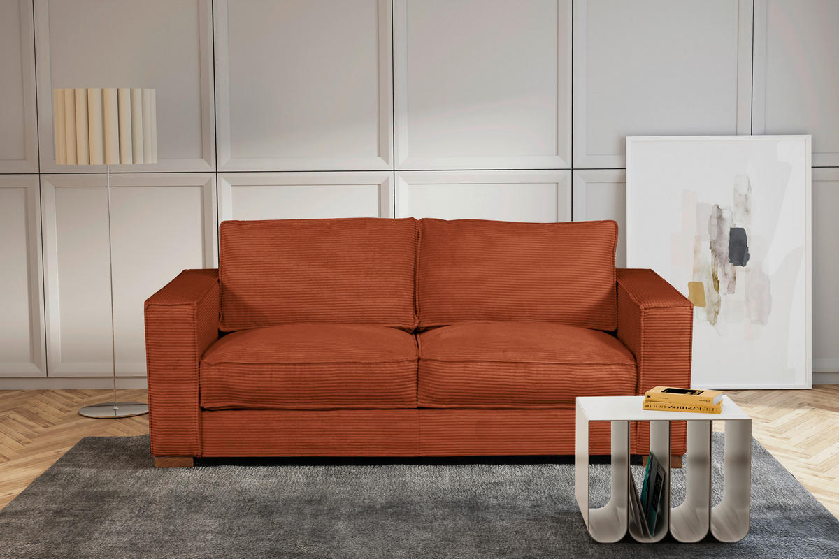 SCHLAFSOFA in Cord Rostfarben  - Rostfarben/Dunkelbraun, Design, Holz/Textil (203/85/99cm) - MID.YOU