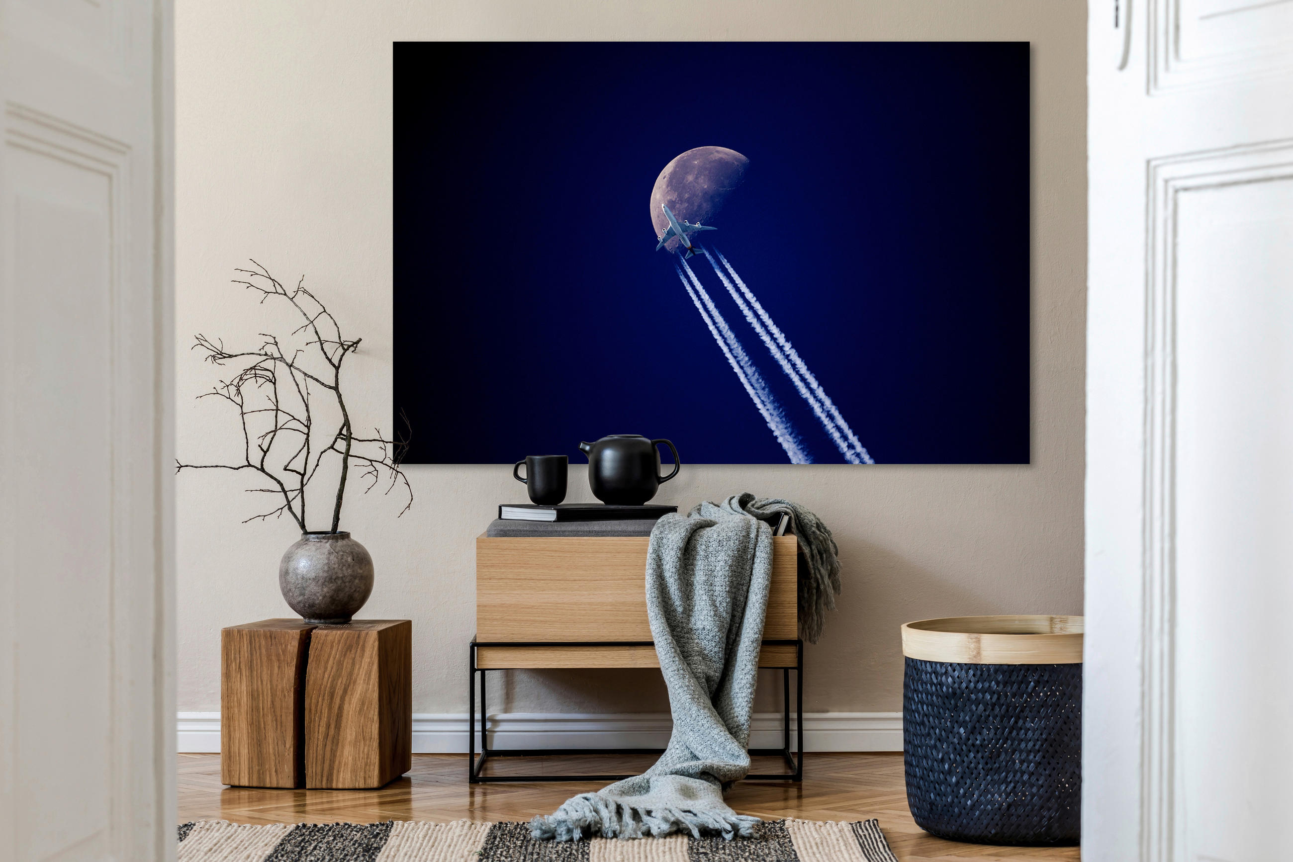 ALUMINIUMBILD 148/98 cm  - Blau/Schwarz, Design, Kunststoff/Metall (148/98cm)