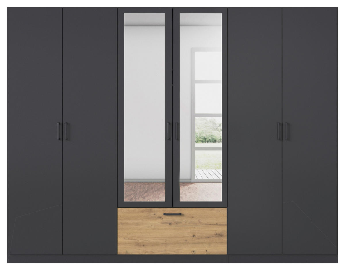 KLEIDERSCHRANK in Grau, Eiche Artisan  - Eiche Artisan/Grau, Basics, Holzwerkstoff/Metall (271/210/54cm) - Boxxx