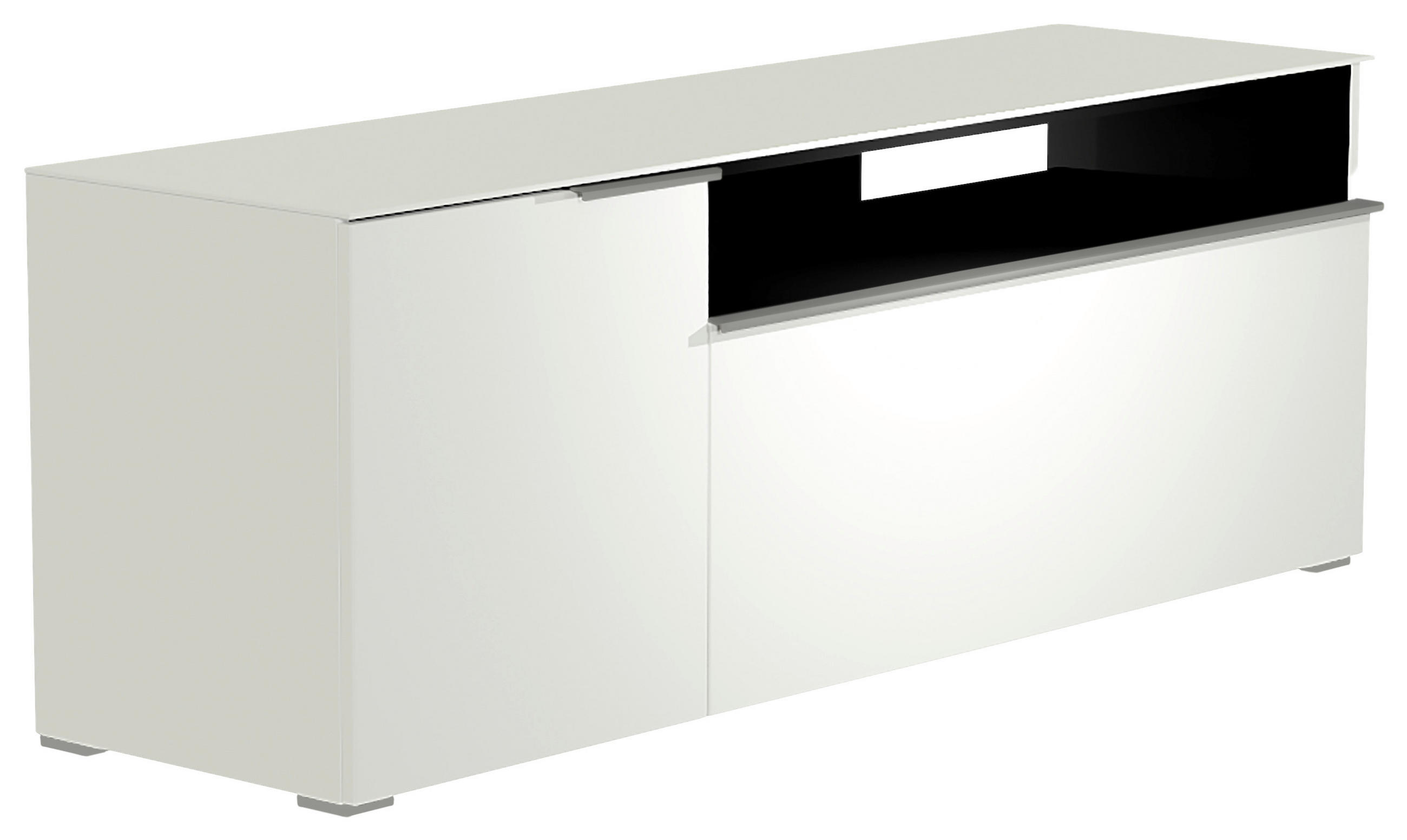 LOWBOARD Weiß, Alufarben  160/58/45 cm  - Alufarben/Weiß, Design, Glas/Holzwerkstoff (160/58/45cm) - Moderano