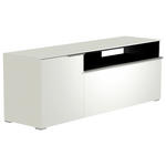 LOWBOARD Weiß, Alufarben  160/58/45 cm  - Alufarben/Weiß, Design, Glas/Holzwerkstoff (160/58/45cm) - Moderano