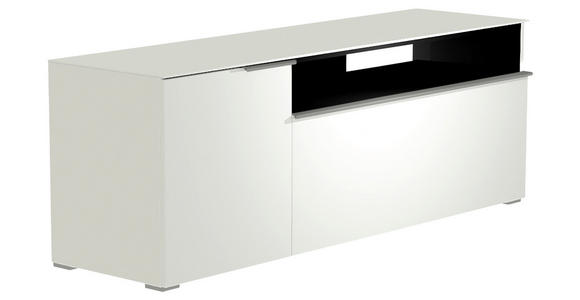 LOWBOARD Weiß, Alufarben  160/58/45 cm  - Alufarben/Weiß, Design, Glas/Holzwerkstoff (160/58/45cm) - Moderano