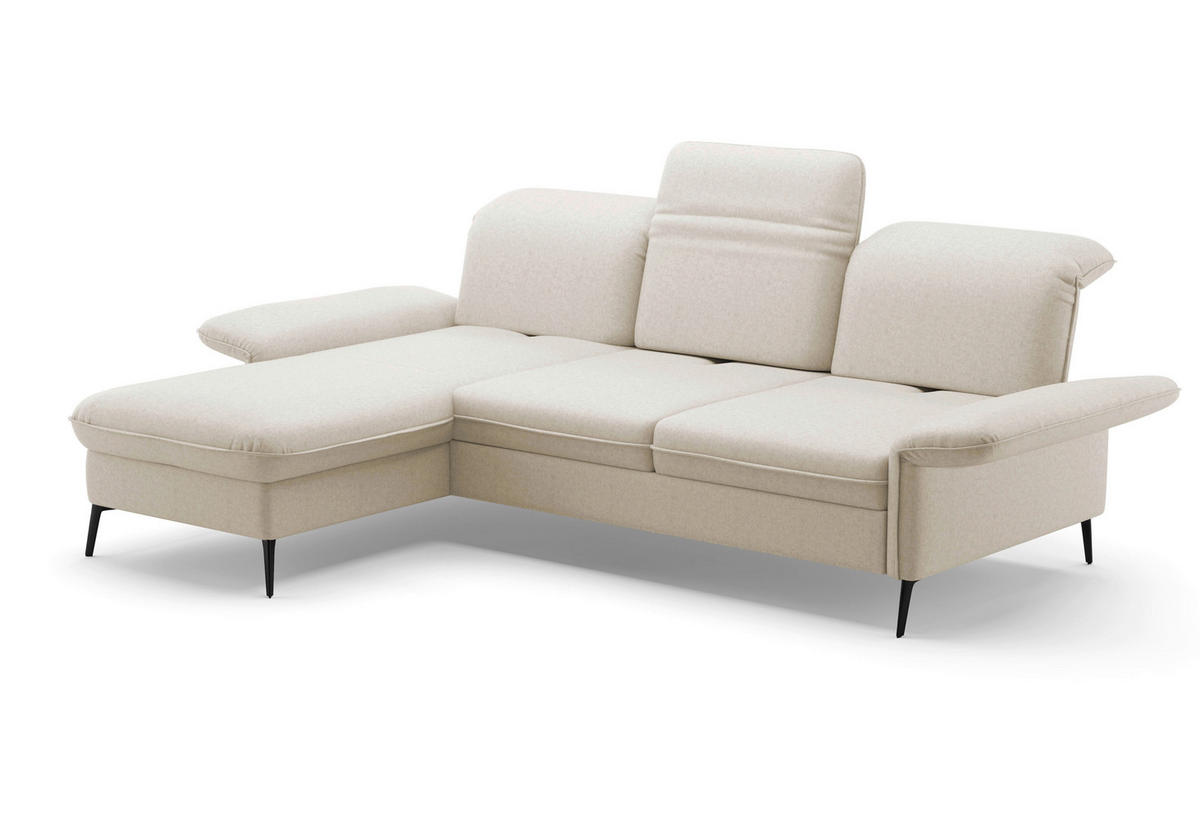 ECKSOFA in Flachgewebe Creme  - Creme/Schwarz, Konventionell, Textil/Metall (198/264cm) - Sit & More