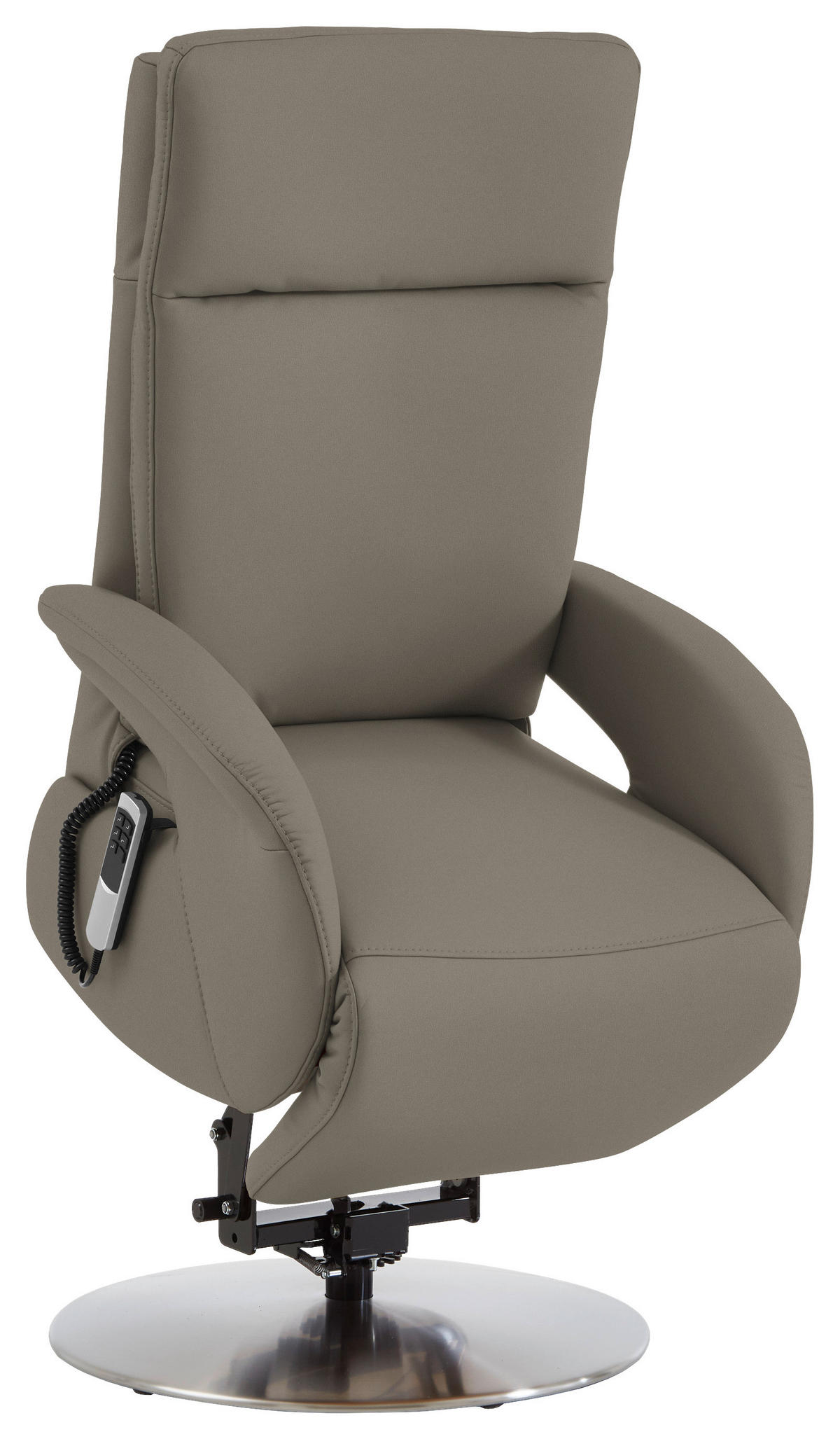 RELAXSESSEL in Leder Graubraun  - Edelstahlfarben/Graubraun, Design, Leder/Metall (70/108/80cm) - Cantus