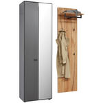 GARDEROBE  in 128,8/205,5/37,1 cm  - Wildeiche/Grau, Design, Glas/Holz (128,8/205,5/37,1cm) - Dieter Knoll