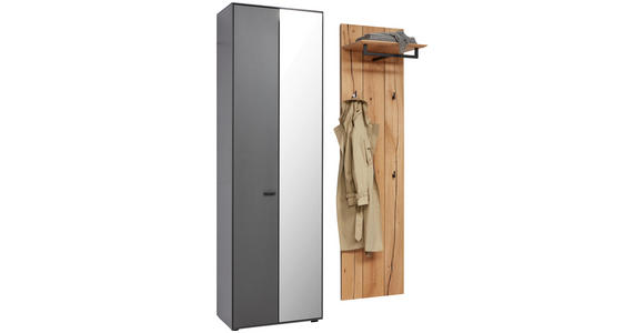 GARDEROBE  in 128,8/205,5/37,1 cm  - Wildeiche/Grau, Design, Glas/Holz (128,8/205,5/37,1cm) - Dieter Knoll