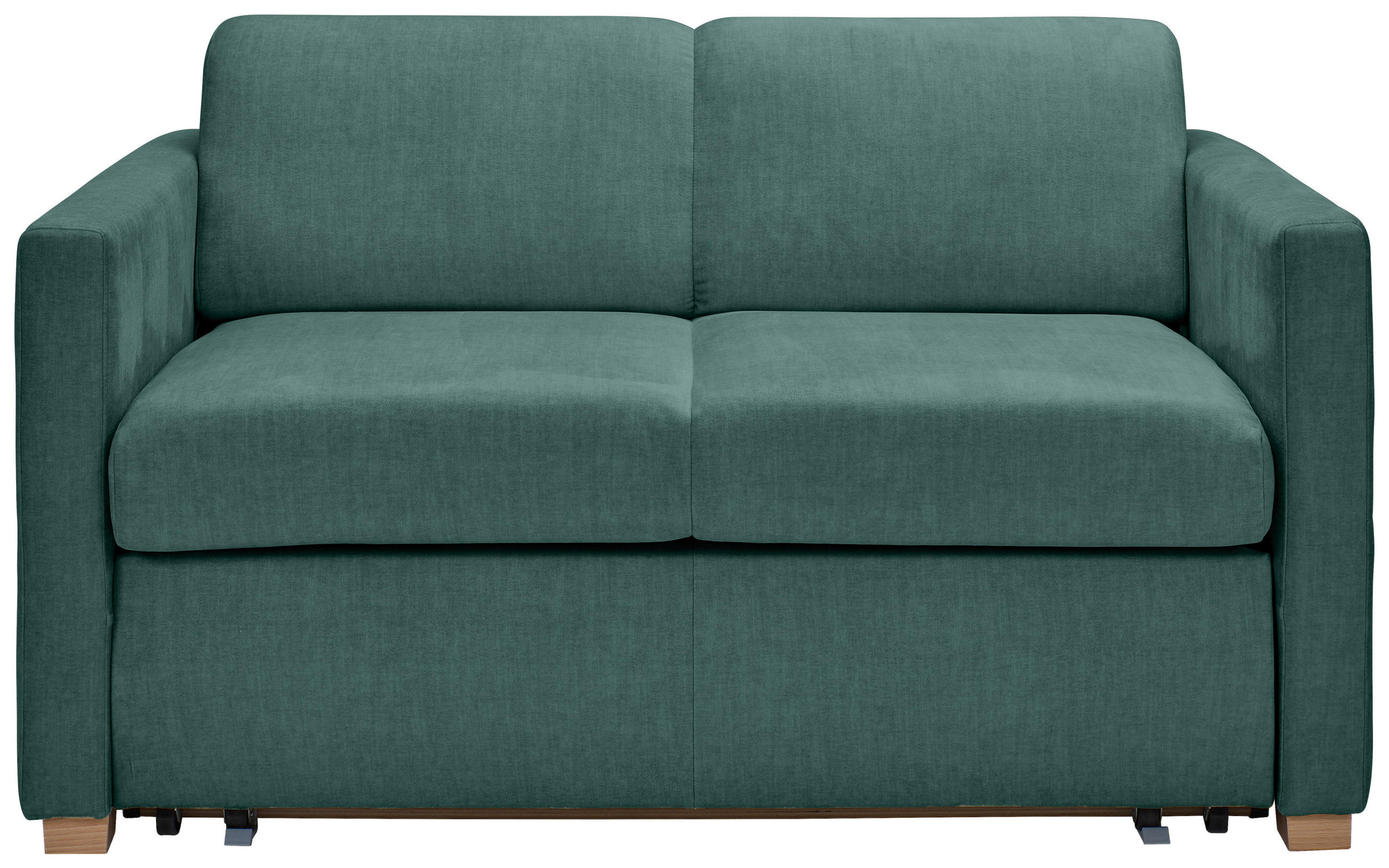 SCHLAFSOFA Flachgewebe Türkis  inkl. Bettkasten, Schlaffunktion, Rücken echt  - Türkis/Buchefarben, KONVENTIONELL, Holz/Textil (144/81/97,5cm) - Carryhome