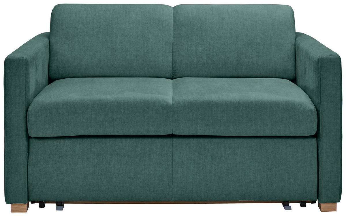 SCHLAFSOFA Flachgewebe Türkis  inkl. Bettkasten, Schlaffunktion, Rücken echt  - Türkis/Buchefarben, KONVENTIONELL, Holz/Textil (144/81/97,5cm) - Carryhome