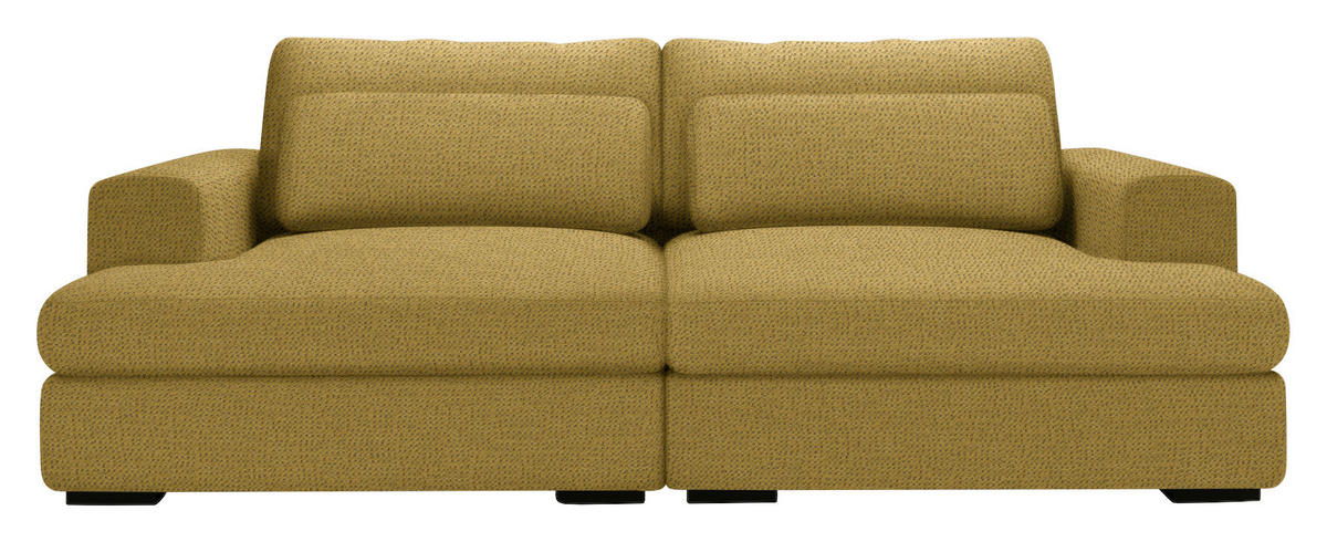 BIGSOFA in Chenille Currygelb  - Currygelb/Schwarz, Design, Textil (223/80/158cm) - Lomoco