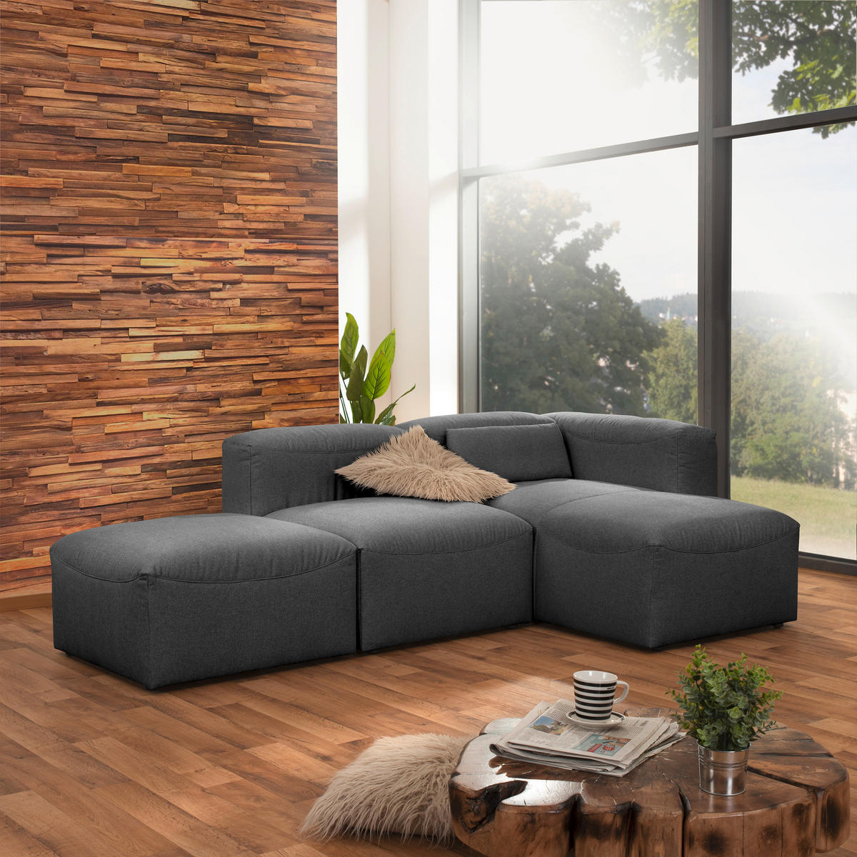 HOCKER Flachgewebe Anthrazit  - Anthrazit, Design, Kunststoff/Textil (75/45/75cm) - Max Winzer