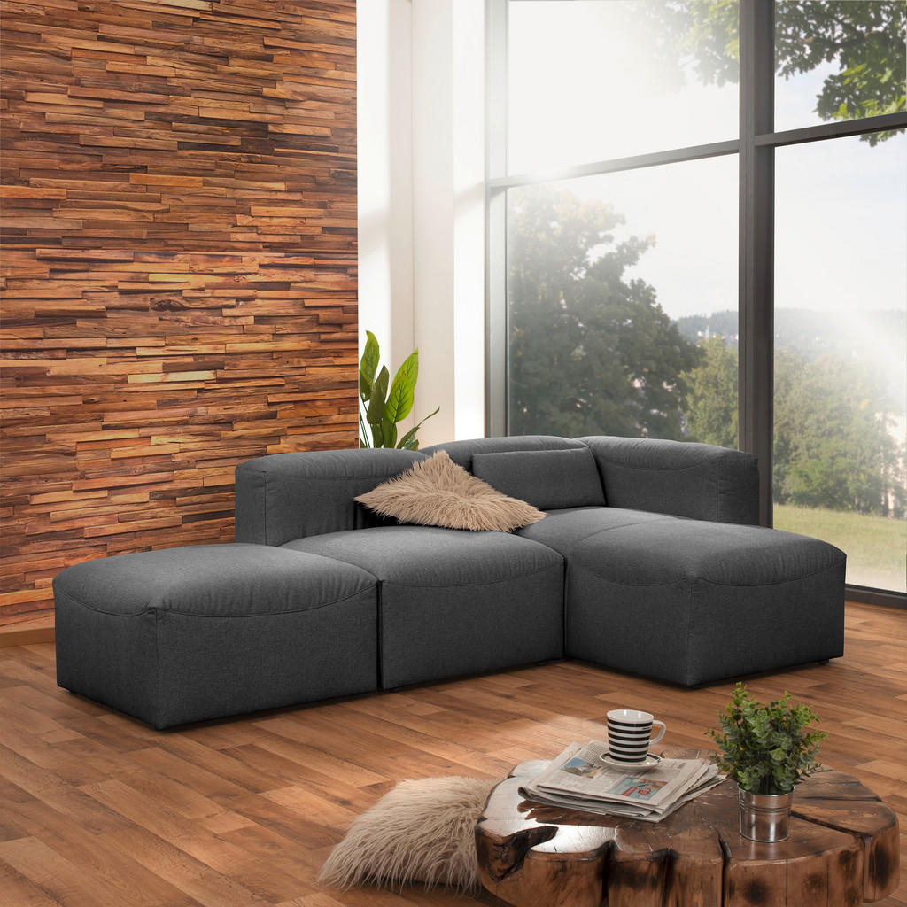 Thumbnail - Max Winzer Hocker, Anthrazit, Textil, quadratisch, 75x45x75 cm, Goldenes M, Made in Germany, Wohnzimmer, Hocker, Sitzhoc...