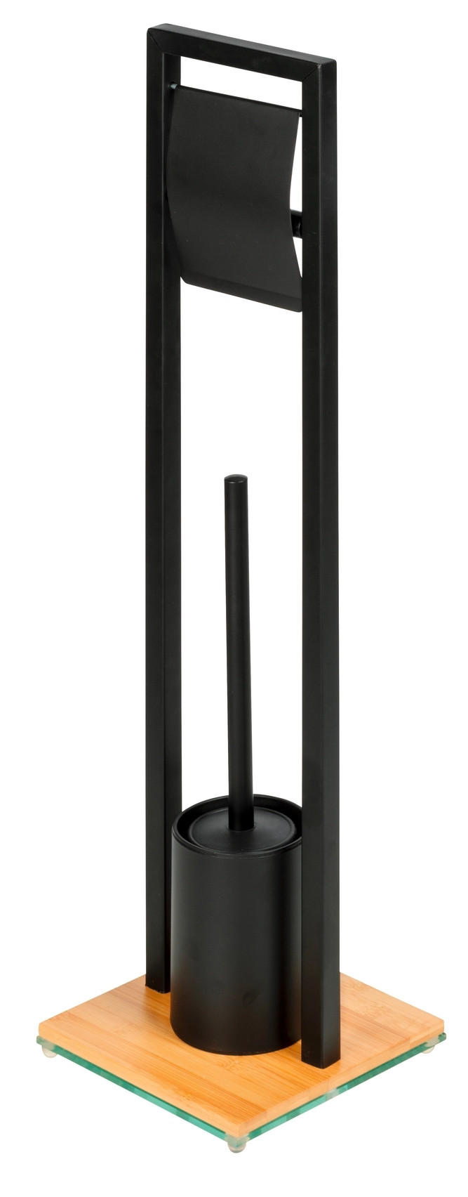 WC-BÜRSTENKOMBINATION in Holz, Metall    - Schwarz/Braun, Basics, Holz/Metall (10/69/19cm) - Wenko