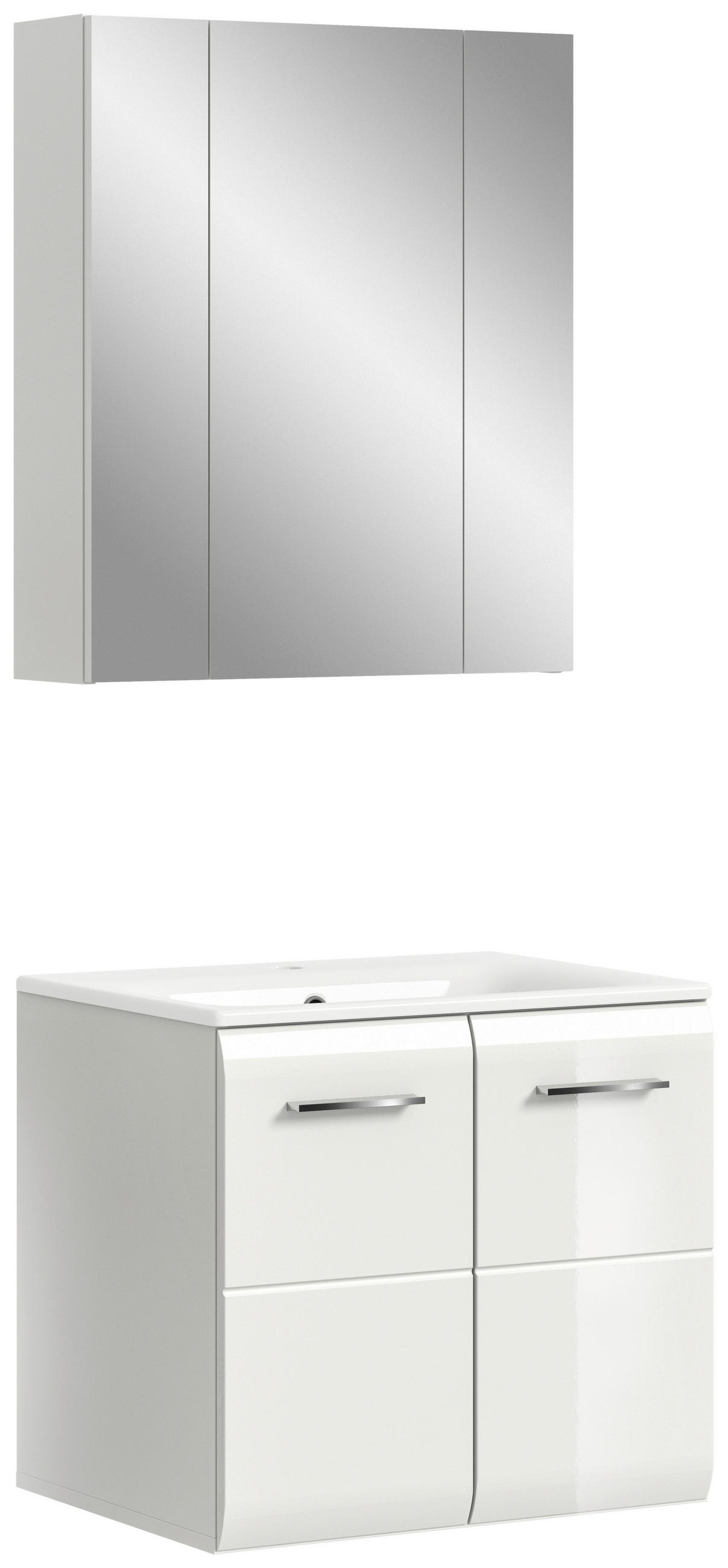 BADEZIMMER 2-teilig 60 cm  - Weiss Hochglanz/Weiss, Modern, Keramik/Holzwerkstoff (60cm) - MID.YOU