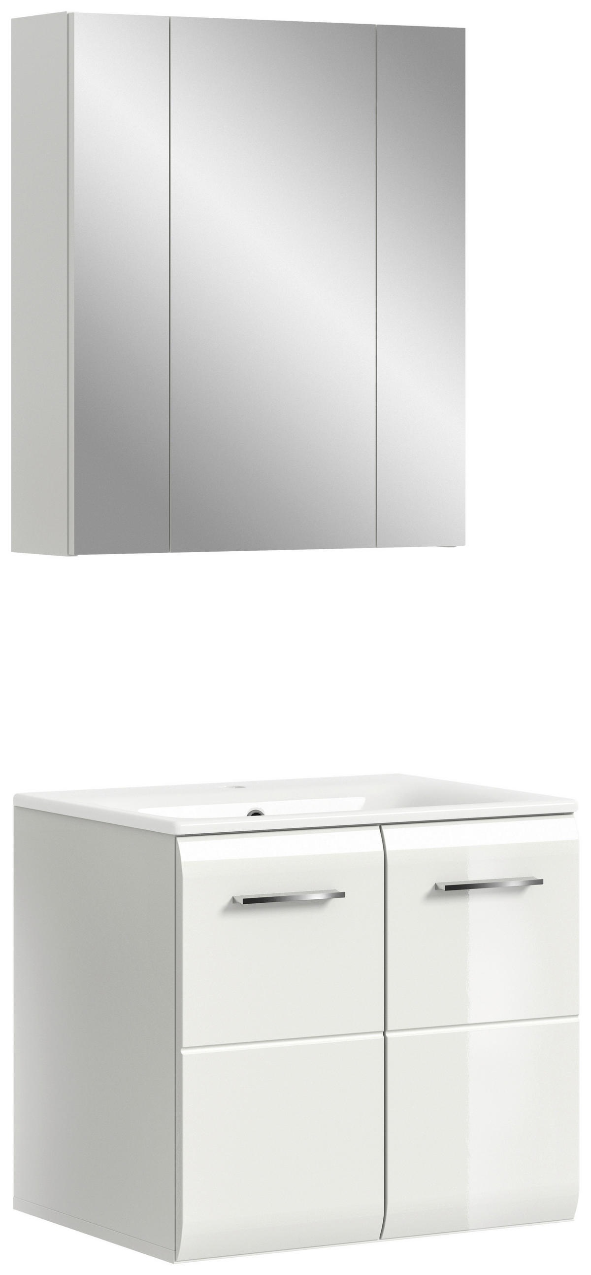 BADEZIMMER 2-teilig 60 cm  - Weiss Hochglanz/Weiss, Modern, Keramik/Holzwerkstoff (60cm) - MID.YOU