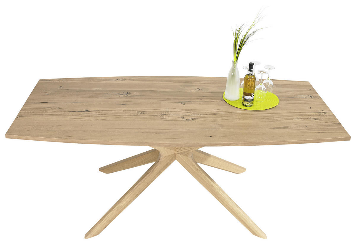 ESSTISCH Altholz, Eiche furniert, massiv bootsförmig Eichefarben  - Eichefarben, Natur, Holz (200/100/76,5cm) - Voglauer