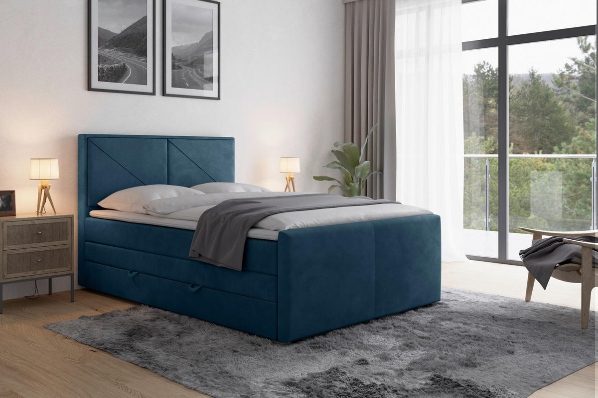 BOXSPRINGBETT 140/200 cm  in Blau  - Blau, Modern, Holz/Kunststoff (140/200cm) - MID.YOU