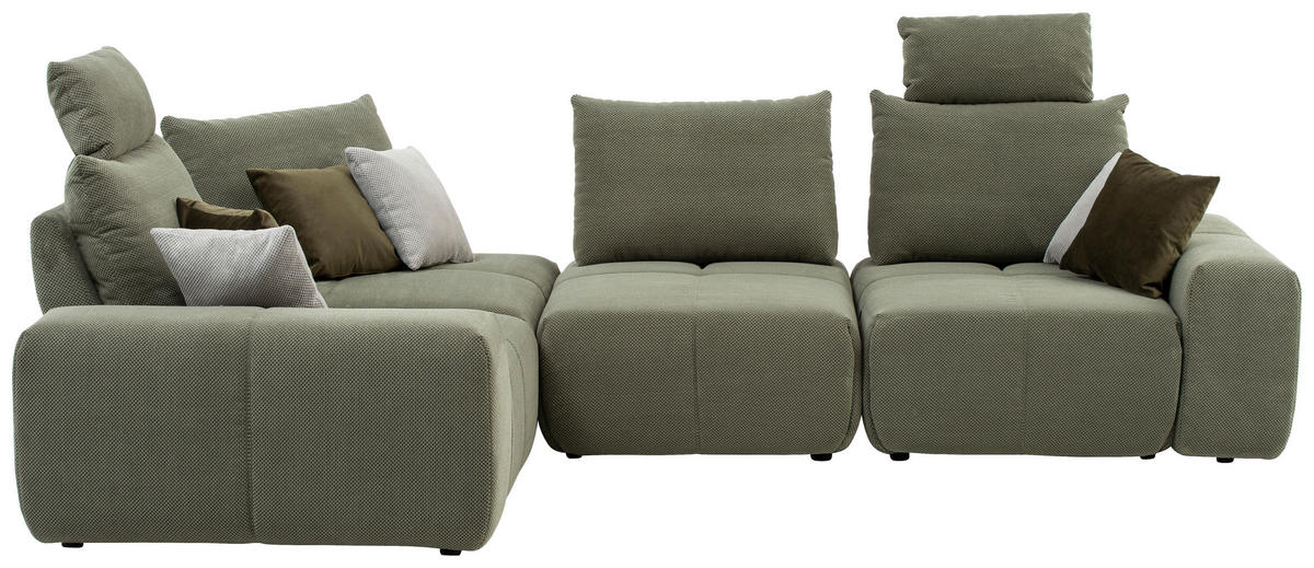ECKSOFA in Velours Olivgrün  - Schwarz/Olivgrün, Design, Kunststoff/Textil (236/326cm) - Xora
