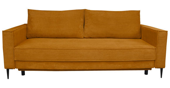 SCHLAFSOFA mit Liegefunktion, Rücken echt, haustierfreundlicher Bezug Cord Kupferfarben - Schwarz/Kupferfarben, KONVENTIONELL, Textil/Metall (222/93/98cm) - Carryhome