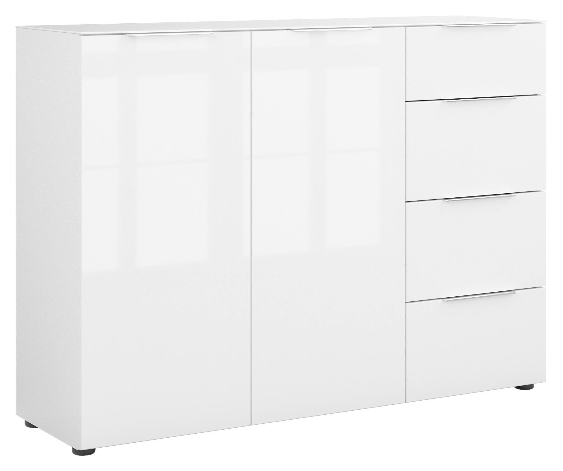SIDEBOARD 135/99/40 cm  in Weiß  - Chromfarben/Weiß Hochglanz, Basics, Glas/Holzwerkstoff (135/99/40cm)