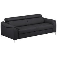 SCHLAFSOFA PAFOS Schwarz Echtleder Lederlook  - Schwarz, Design, Leder/Textil (203/77-98/103cm) - MID.YOU